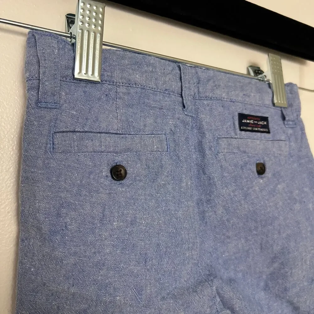 Janie and Jack Blue Linen Blend Roll Cuff Pants Toddler 18-24M Summer Casual Boy